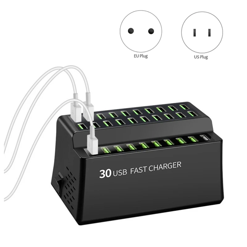 

180W Multi USB Charger 30 Port USB Fast Charger Quick Charge Portatil, 30 USB Ports Quick Charge Charger Station
