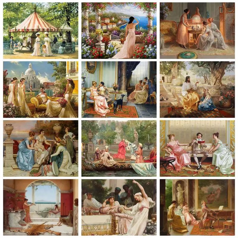 

CHENISTORY 40x50cm DIY Painting By Numbers For Adults Handpainted Oil Painting Acrylic Paint Kit Classic Figures On Canvas Gift