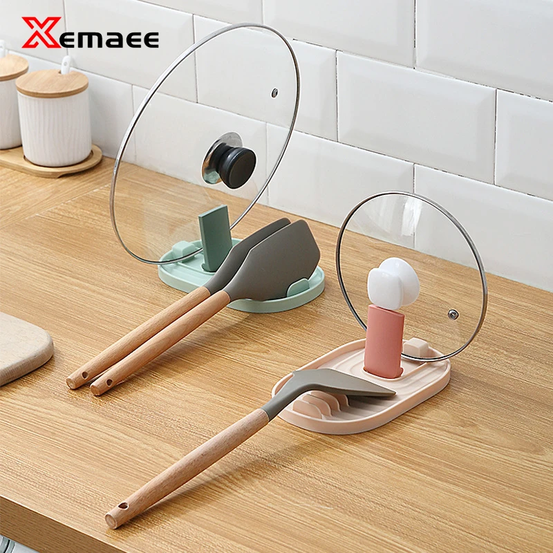 

Spoon Holders Cooking Stand Heat Resistant Storage Shelves Kitchen Pot Lid Organizer Non-slip Spatula