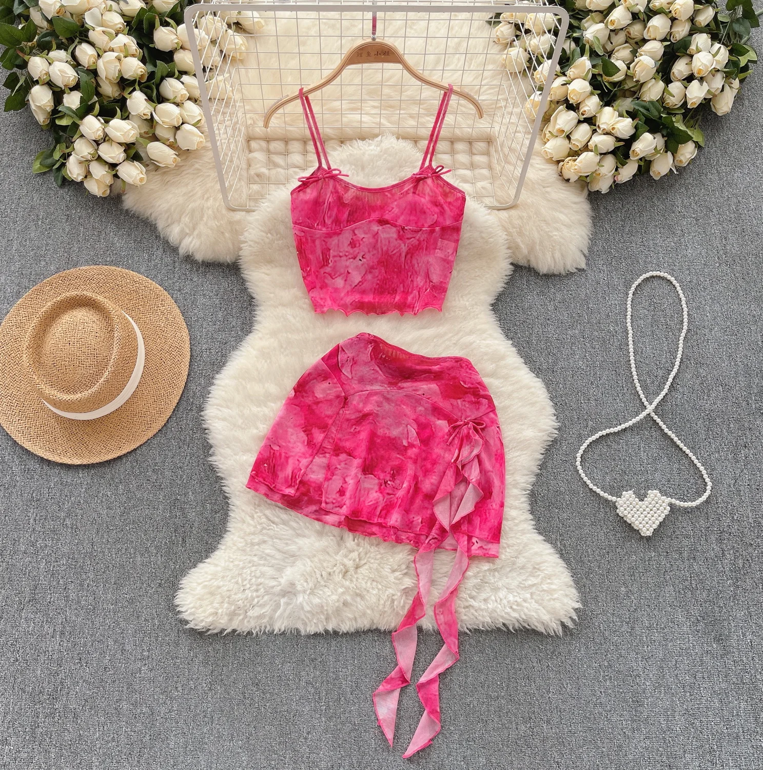 Женский летний пикантный комплект из 2 предметов новый шикарный укороченный топ