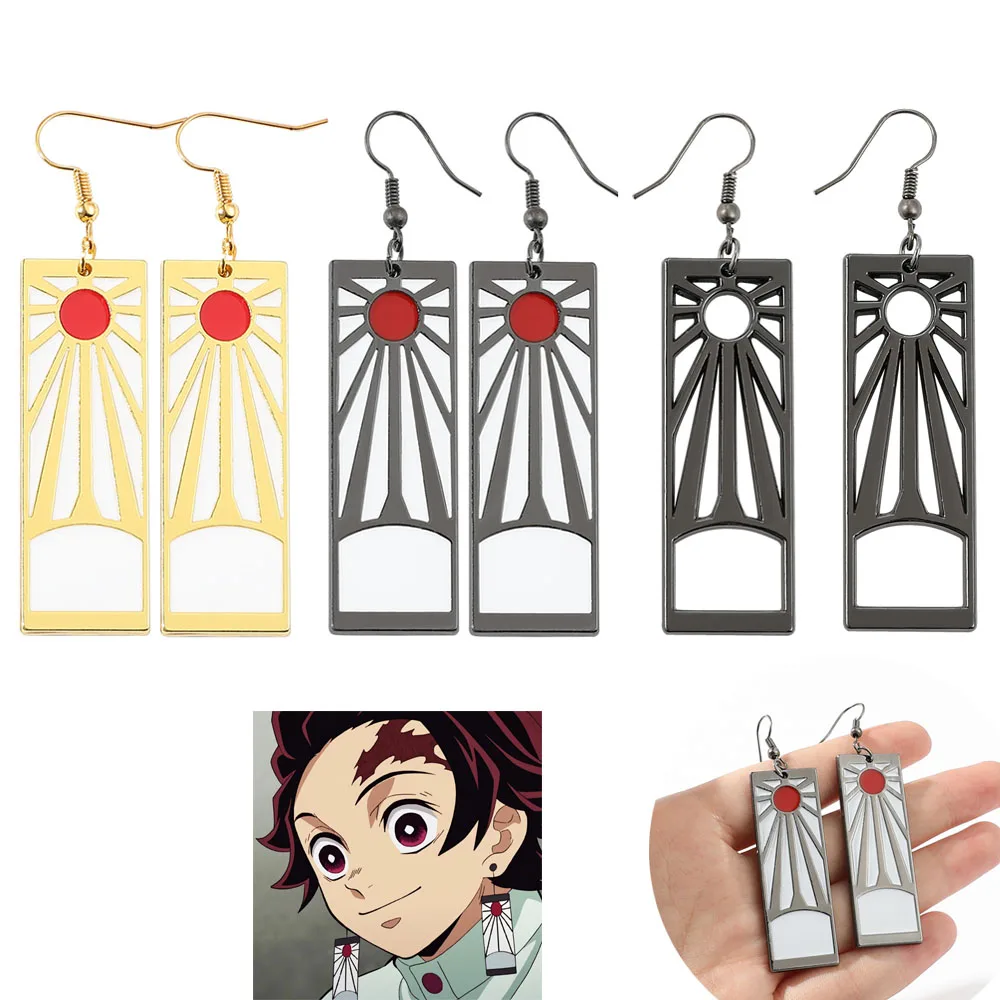 

New Ghost Slayer Ear Hook Two-dimensional Anime Alloy Creative Earrings Jewelry Tanjiro Same Earrings Woman Gifts Customized