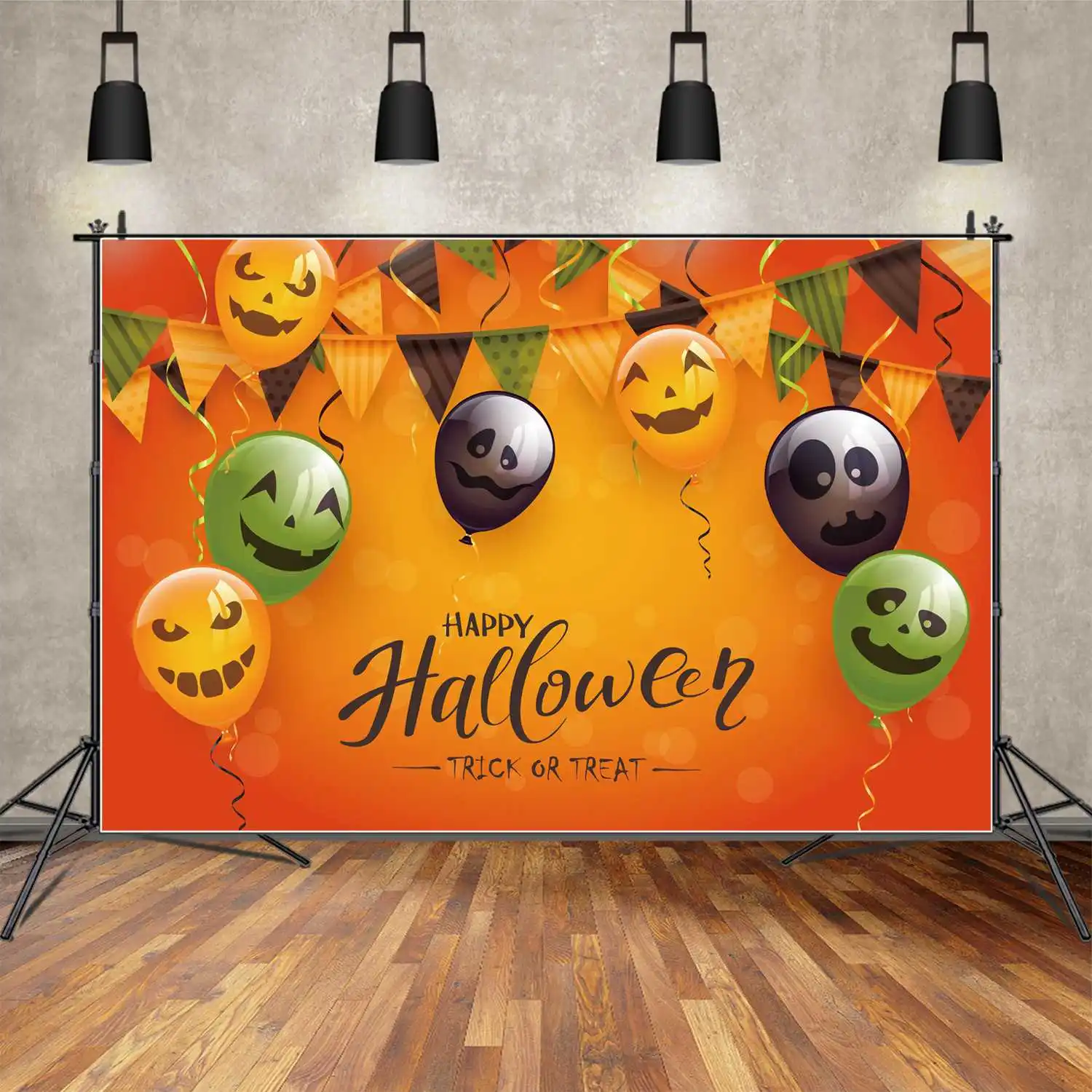 

MOON.QG Background Happy Halloween Party Banner Balloon Ribbon Flag Decor Backdrop Children's Trick Or Treat Photo Booth Props