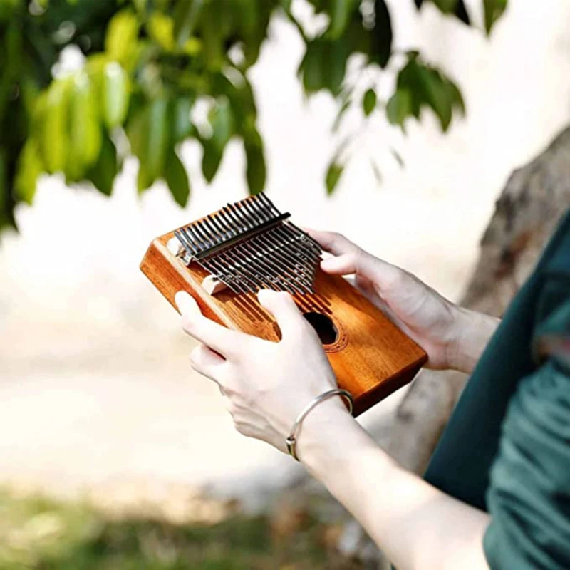 17 Tones Thumb Piano with Sculpted Note Solid Wood Veneer African Mbira Sanza Instrumento High Quality Handguard Wood Kalimba