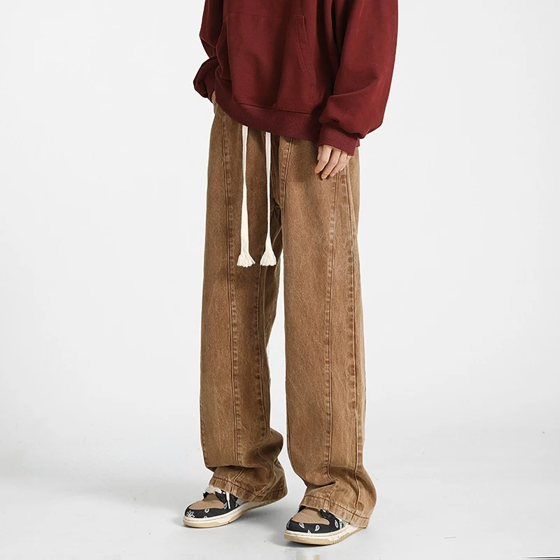 

Men's 3-color Casual Retro Hip-hop Jeans Street Korean Loose Straight Pants Oversized Casual Wide Leg Pants