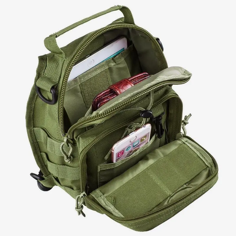 Unisex Adult Tactical Molle Sling Shoulder Bag with Adjustable Strap Army Green
