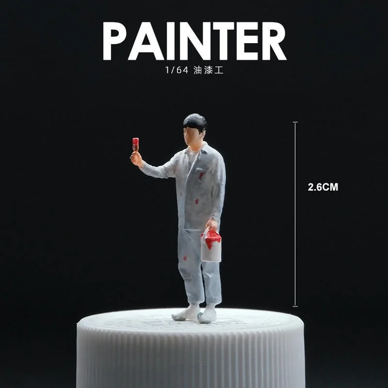 

1: 64 Doll Handmade Whitewasher Colored Figure for Diorama
