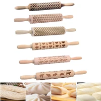 christmas embossing rolling pin gingerbread cookies wooden carved embossed rolling pin kitchen tools