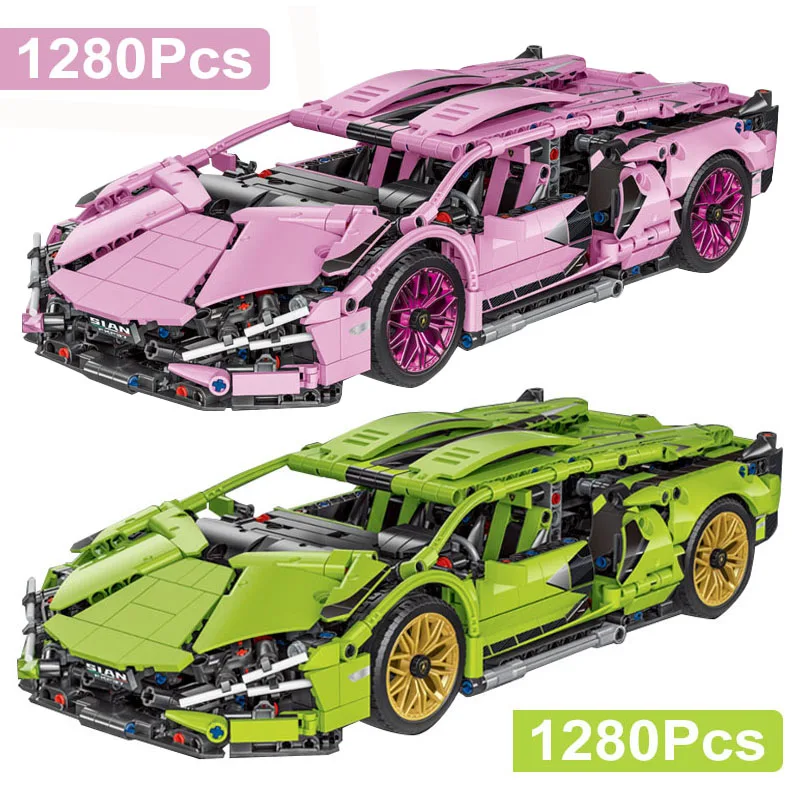 

High-Tech Expert 1280Pcs Lamborghinied Racing Sport Car Model Building Blocks City Speed Vehicle Bricks Toys Kids Adult Gift