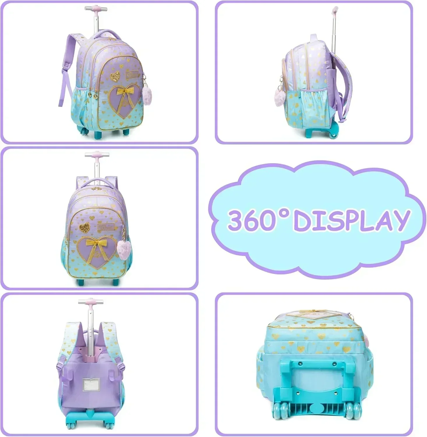 18-дюймовые школьные сумки на колесиках для девочек детский дорожный рюкзак набор