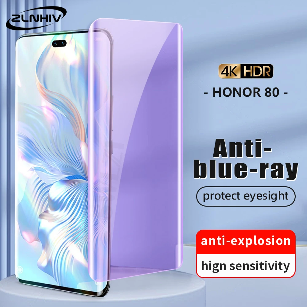 

ZLNHIV Anti Blue Light UV Tempered Glass For Honor 80 60 50 70 pro plus SE UV Glass screen protector protective film Full cover