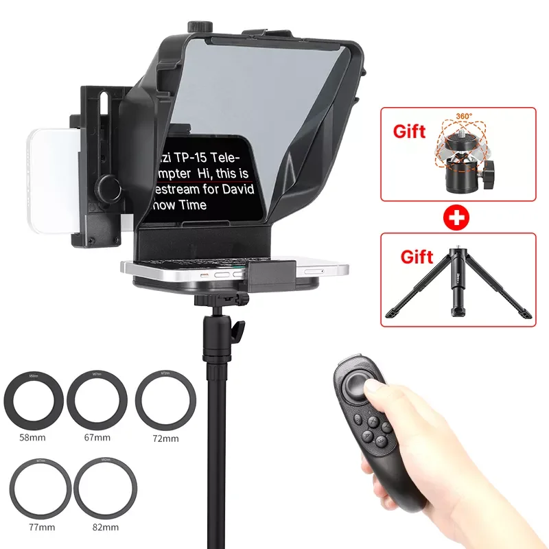 

Ulanzi Smartphone and DSLR Recording Mini Teleprompter Portable Inscriber Mobile Teleprompter Artifact Video With Remote Control