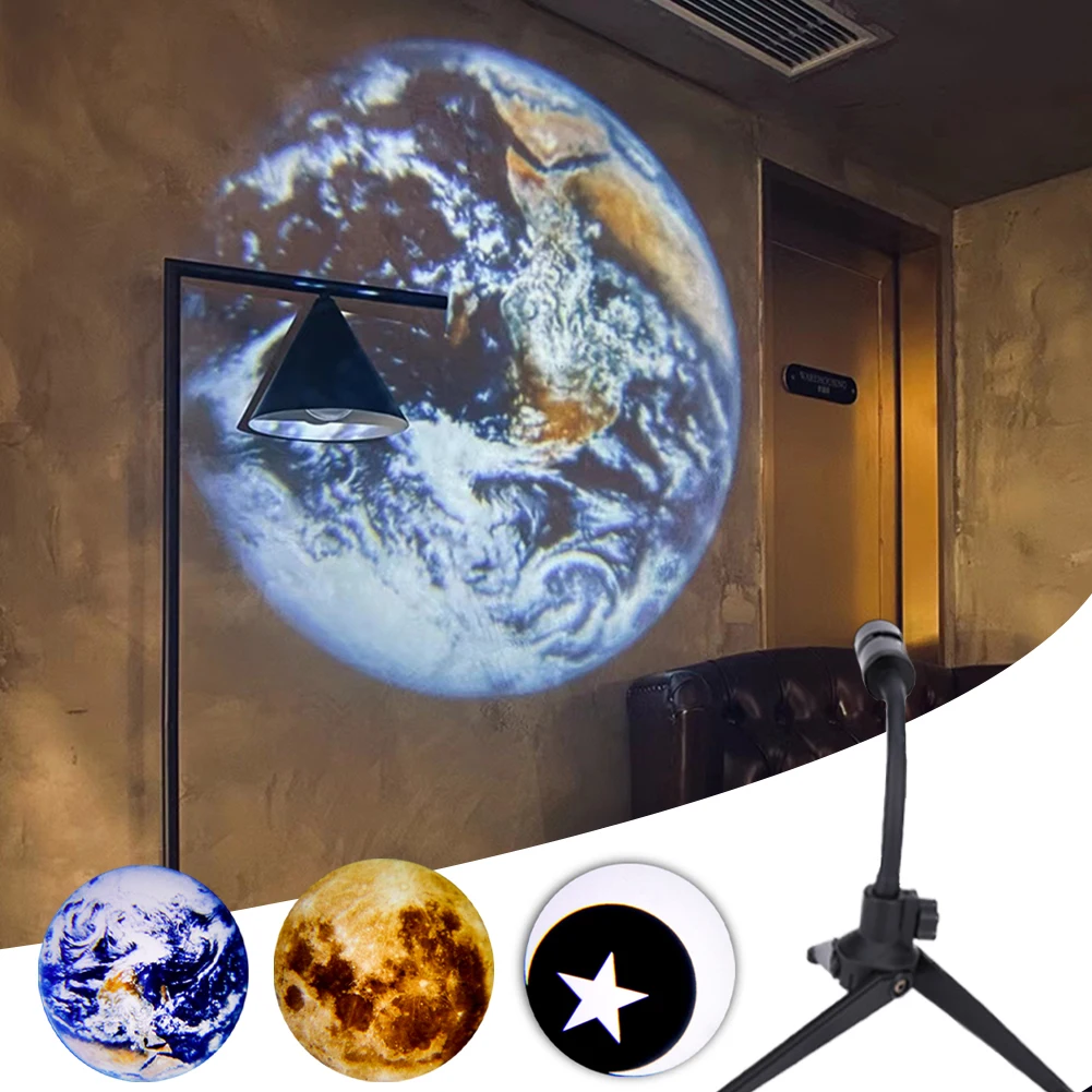 

Светодиодный проектор «Звездная Луна и земля», 2 в 1, вращающийся на 360 ° кронштейн, USB-зарядка, ночсветильник, проекционная лампа-планета