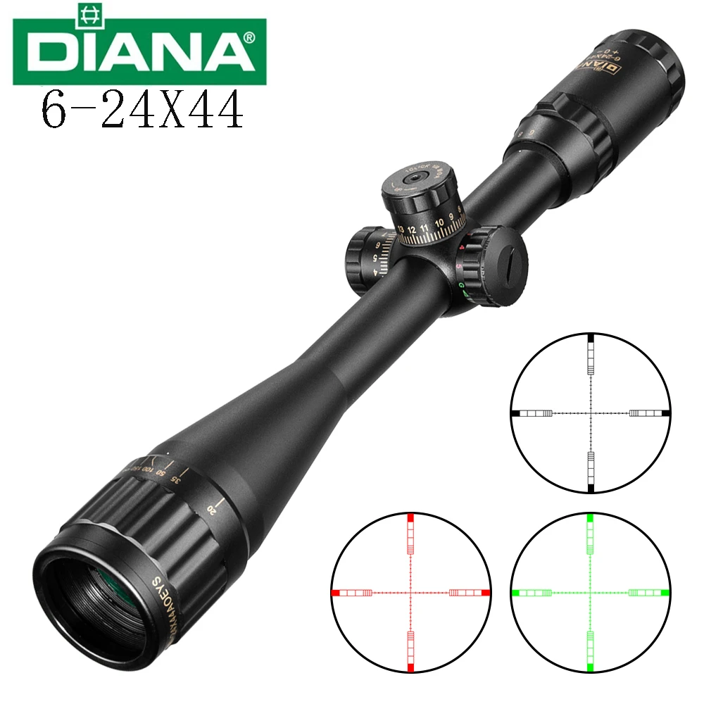 6-24X44 Tactical Optic Cross Sight Green Red Illuminated Riflescope Hunting Rifle Scope Sniper Airsoft Air Guns