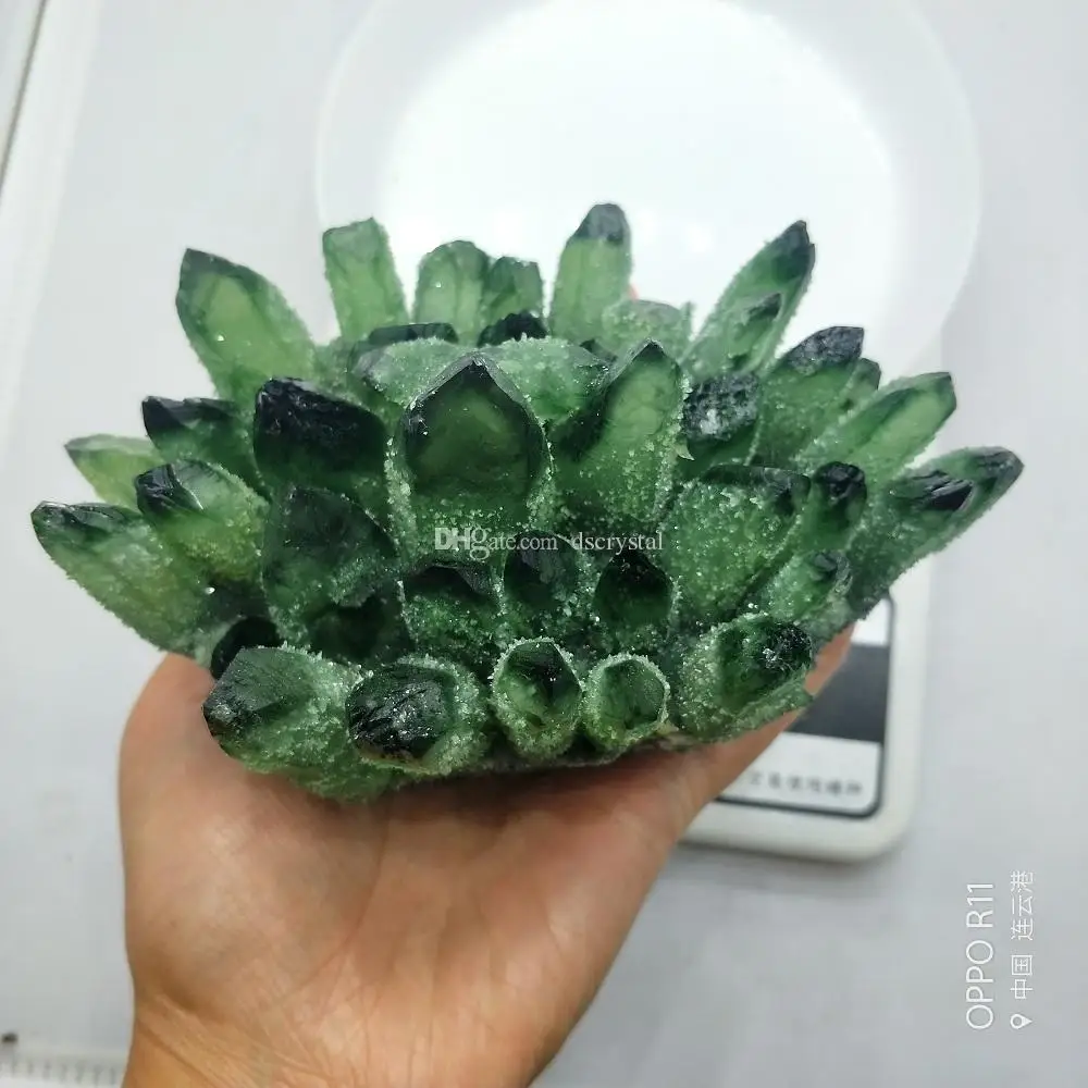 300g-1000g Natural Green Crystal Quartz Cluster Specimen Healing Mineral StoneHome Decor Raw Crystals Home Decor Crafts