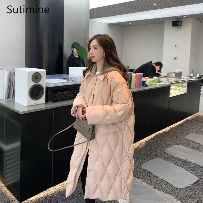 Winter Clothes Women Office Lady Button Detachable Knitted Cap Doll Collar Diamond Plaid Down Jacket Pockets Winter Coat Women