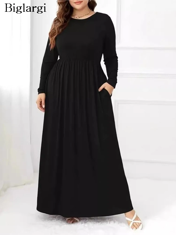 Женское длинное плиссированное платье-трапеция с оборками повседневное