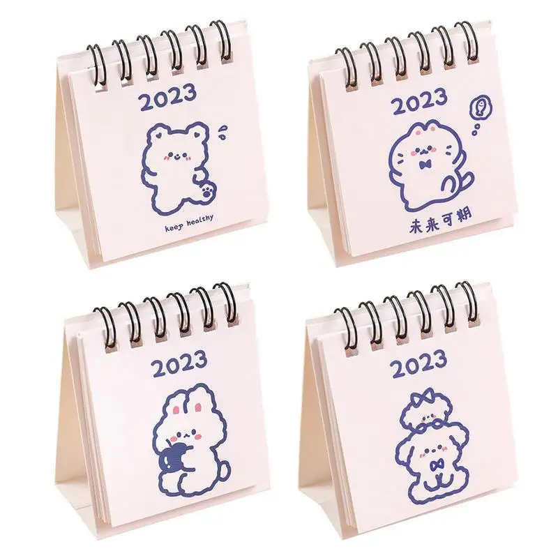 

Настольный мини-календарь, календарь с января 2023 года по декабрь 2023 года, милый ежедневный планировщик, настольный ежемесячный календарь