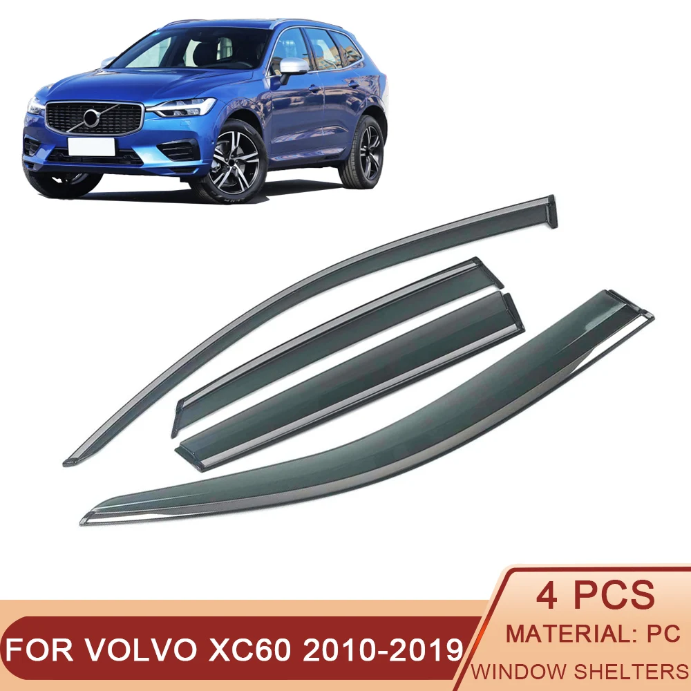 

For VOLVO XC60 2010-2019 Car Window Sun Rain Shade Visors Shield Awnings Shelter Protector Cover Trim Frame Sticker