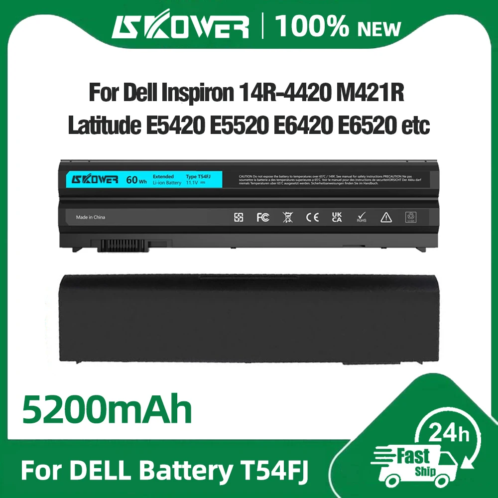 Фото SKOWER 5200 мАч T54FJ Аккумулятор для ноутбука Dell Inspiron 4420 5425 7520 M421R Latitude E5420 E5520 E5430 E5530 E6420 E6520 E6530 №1