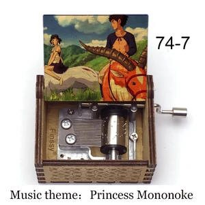 Imported Anime Mononoke Hime Princess Mononoke Music Theme Ashitaka Print Music Box Wooden Kids Toy Gift Cask