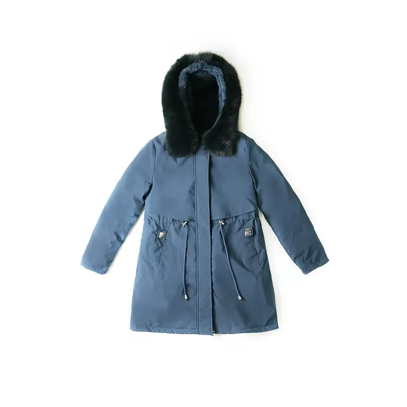 New2022 hair plush inside led long sent to overcome in the female han edition cultivate morality down cotton-padded jacket
