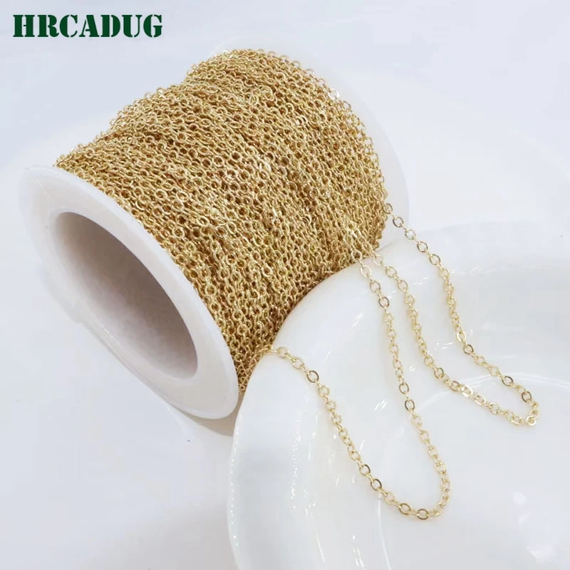 Fashion Clavicle Chain 18K Gold Plated Brass Metal Round Thin Chains For Women's Necklace Jewelry Accessories Supplies Findings