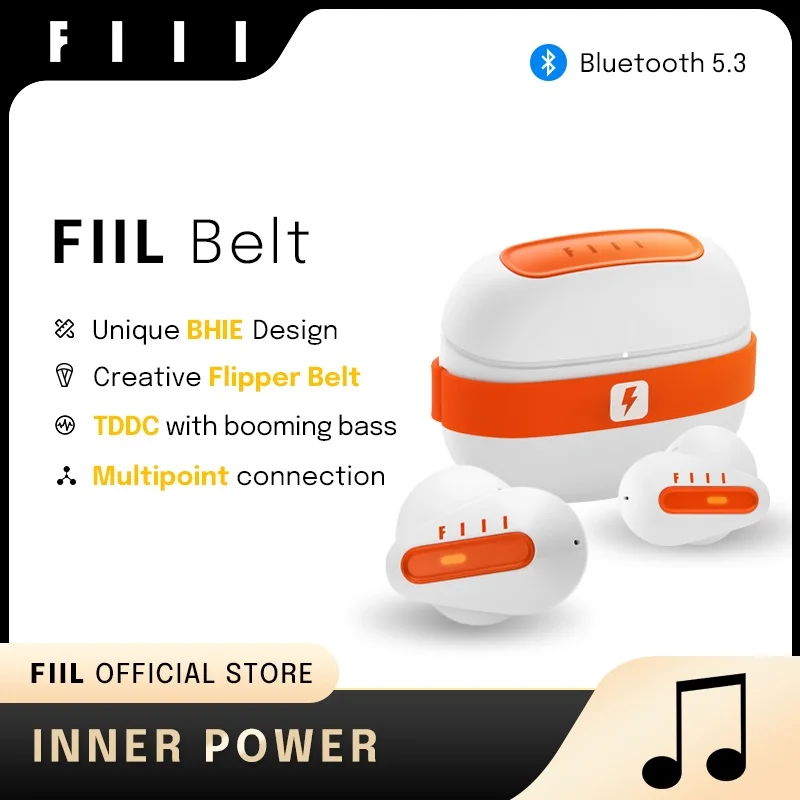 

FIIL Belt New Chinese Version Bluetooth 5.3 Sport Earbuds Boomless Half-In-Ear Design A.I ENC Headphone Antibacterial Coating