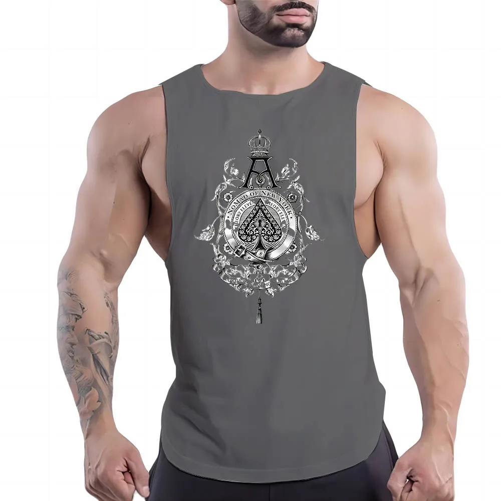 

Men'S 2d Skull Print Outdoor Casual Street Crew-Neck Adult Tank Top Summer Lightweight Comfort Gym Quick-Drying Top