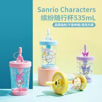 sanrio portable portable cup anime kawaii sanrioed cinnamoroll kuromi purin mymelody cartoon cute water cup with straw cup
