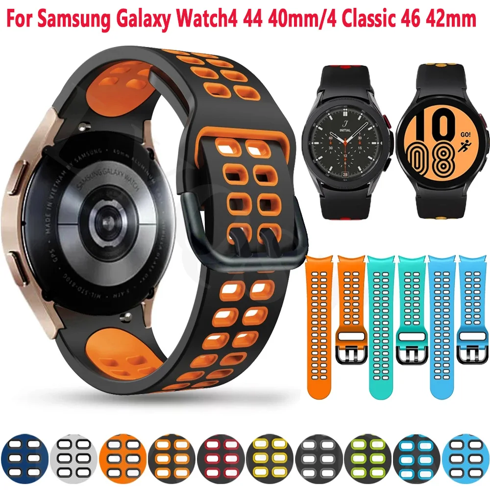 

Ремешок силиконовый для Samsung Galaxy Watch 4 Classic, спортивный браслет для смарт-часов 46 мм 42 мм, 44 мм 40 мм, 20 мм