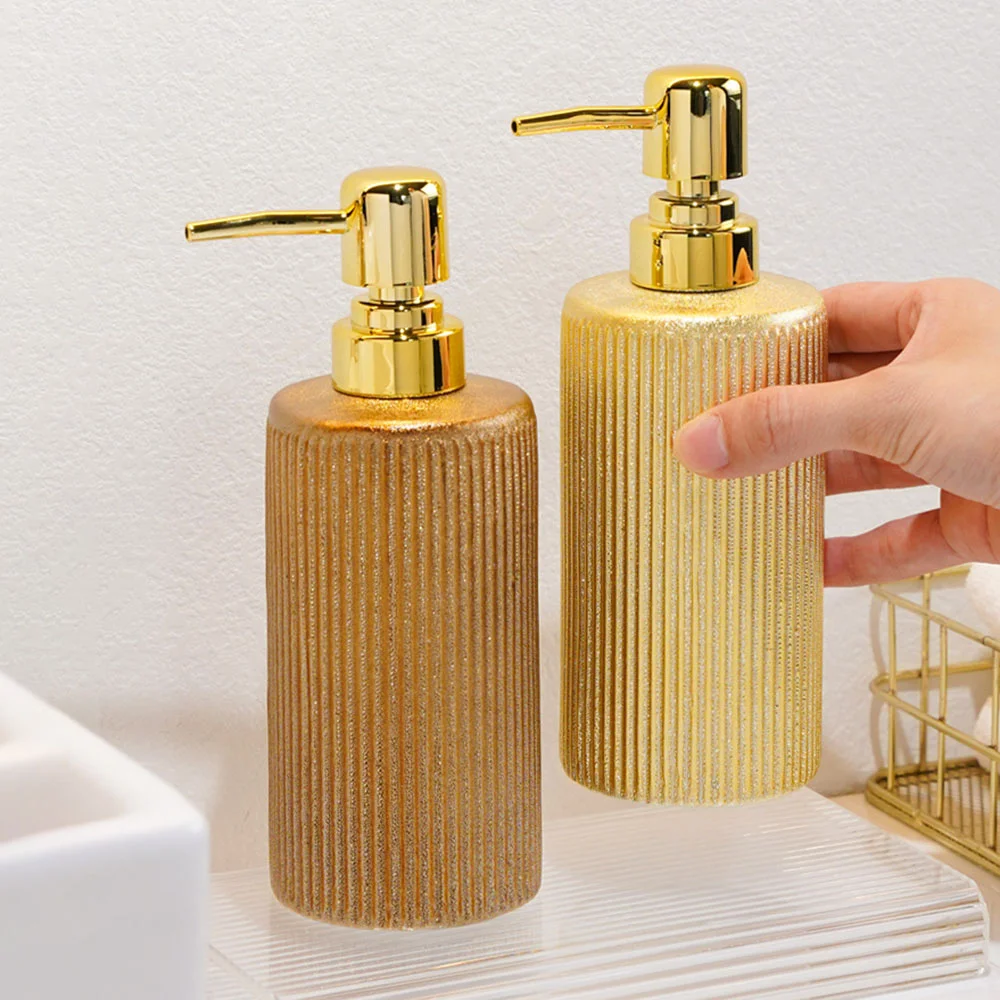 

Luxury Shampoo Bottles 400ml Bathroom Ceramic Soap Dispenser Home Hotel Shower Gel Hand Washing Empty Press Refill Sub-bottle