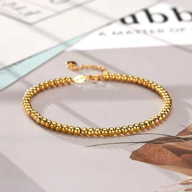 Браслет MYJ из настоящего 18-каратного золота Au750 простой браслет из бисера Модный классический женский бутиковый ювелирный подарок B0048
