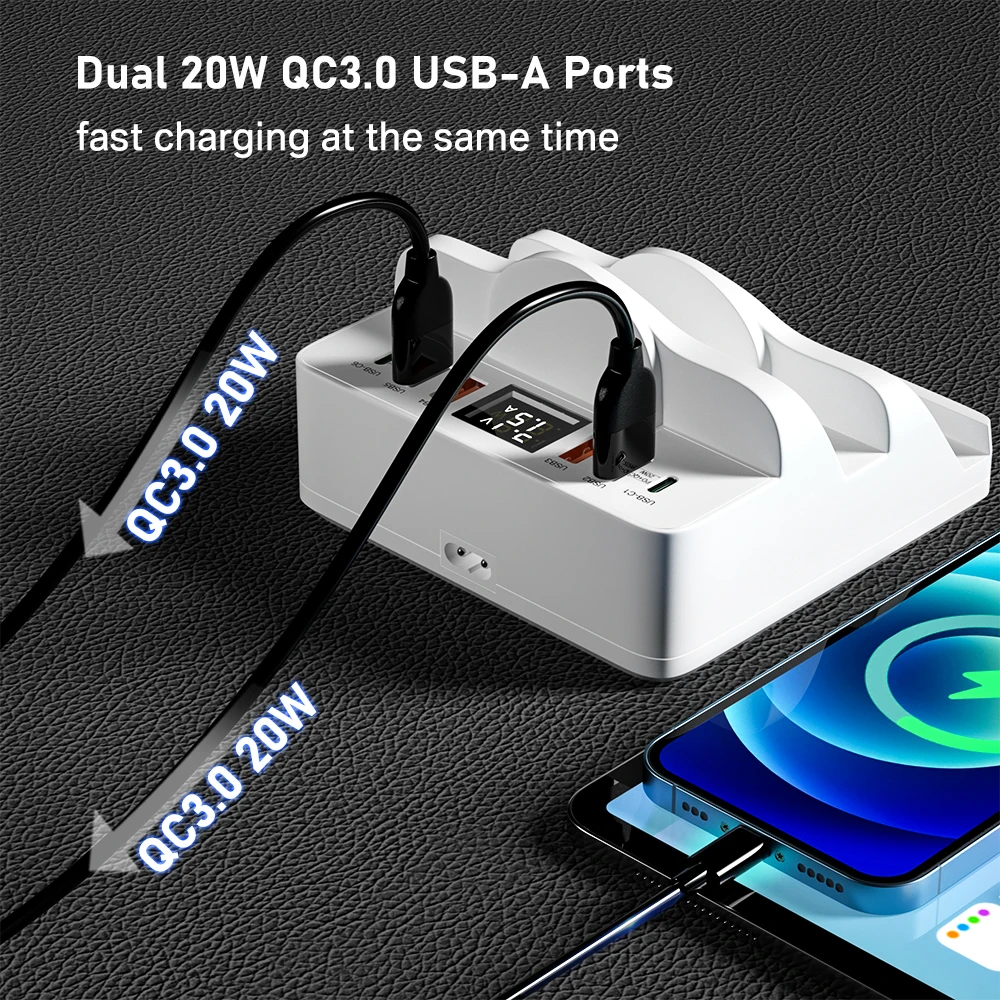 80w dual pd charger dual wireless charger stand quick charge usb phone charger station for iphone 13 xiaomi fast charging hub free global shipping