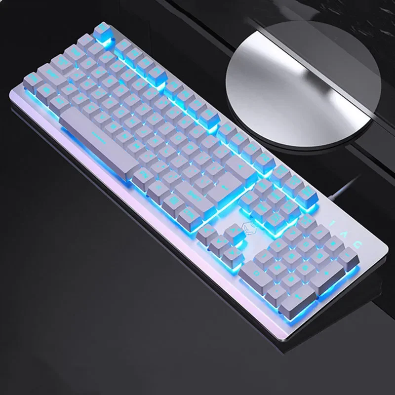 

Mechanical Keyboard USB Wired Blue Switch 104keys Anti-Ghosting LED Backlit RGB Keyboard For Gamer Laptop Computer