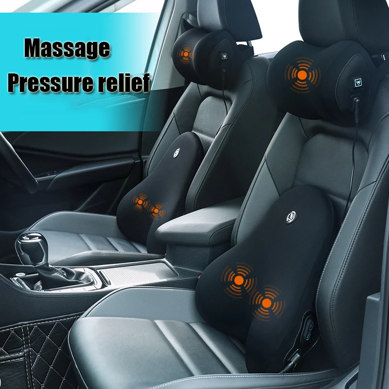 

Car Massage Neck Support Pillow Office Seat Back Headrest Lumbar Cushion Simulation Human Massage Head Waist Travel Relax Pillow