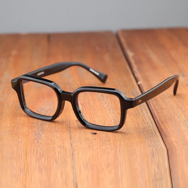 Vazrobe Square Eyeglasses Frames Male Thick Prescription Glasses for Myopia Anti Blue Light Reflection Spectacles Black Tortoise