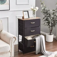 Waterproof Solid Wood Top And Handles Organizer UnitFor Bedroom Hallway 4 Drawers Dresser Storage Tower With Sturdy Steel Frame