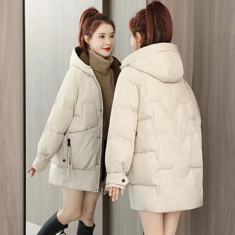Down Padded Jacket Women's Mid-length Winter 2022 New Korean Version Loose Thickened Padded Jacket Casual Ladies Padded Jacket