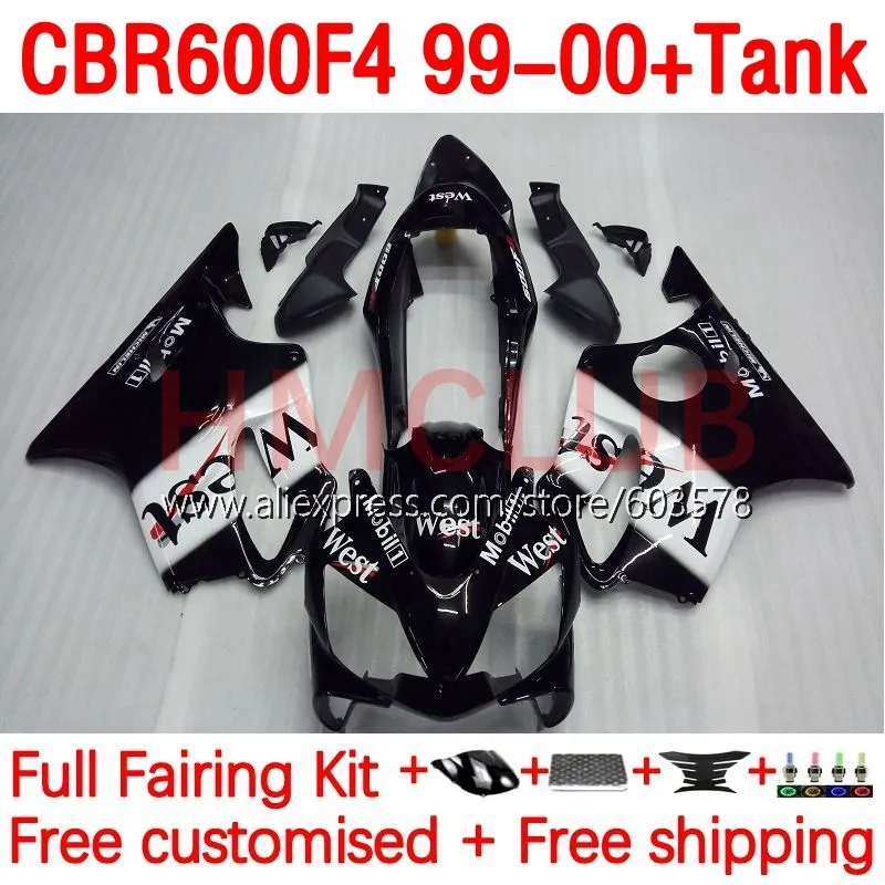 

Корпус + бак для HONDA black west CBR600 F4 CBR 600 CC FS 600F4 600CC 600FS CBR600F4 99 00 1999 2000 Инжекционный обтекатель 187No.96