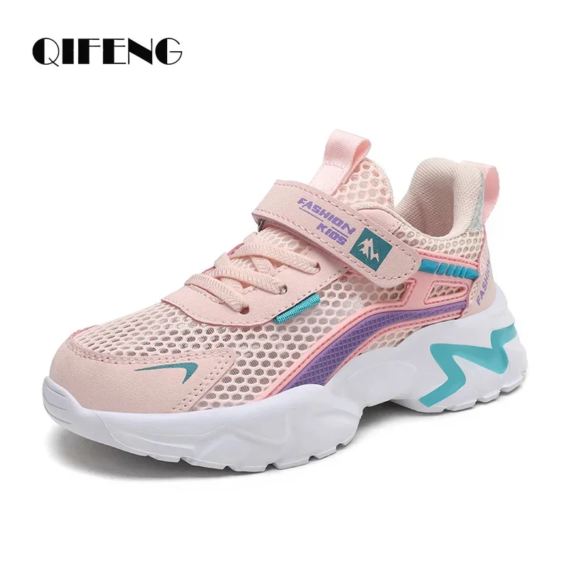 

2023 Children Soft Net Casual Shoes Boys Girls Fashion Light Sneakers Kid Summer 5 8 Pink Mesh Sport Footwear Child 7-12y Tenis