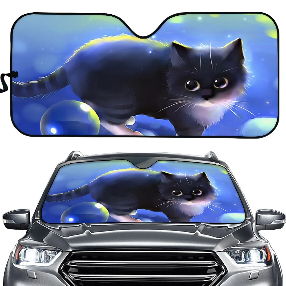 3D Prints Black Cat Pattern Car Windshield Sun Shade Window Sunshade Keeps Vehicle Car SUV Trucks Block Heat Auto Decor 3D Prints Black Cat Pattern Car Windshield Sun Shade Window Sunshade Keeps Vehicle Car SUV Trucks Block Heat Auto Decor