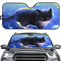 HUGSIDEA 3D Prints Black Cat Pattern Car Windshield Sun Shade Window Sunshade Keeps Vehicle Car SUV Trucks Block Heat Auto Decor