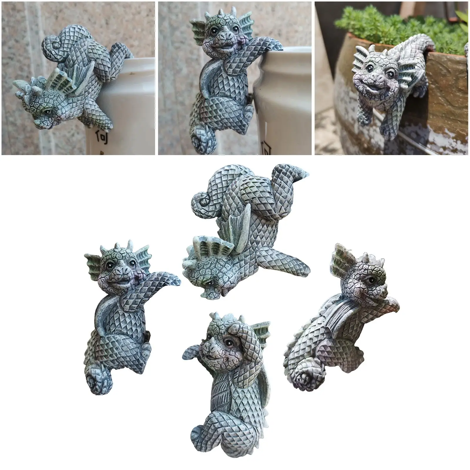 

Statue Lawn Dragon Sculpture Planter Hanging Figurine Decor