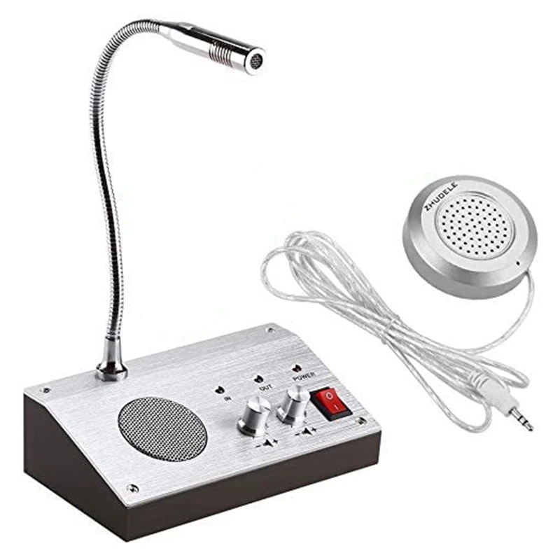 

Dual Way Walkie Talk Window Glass Counter Intercom Speaker System Window Microphone Intercom Speaker-US Plug