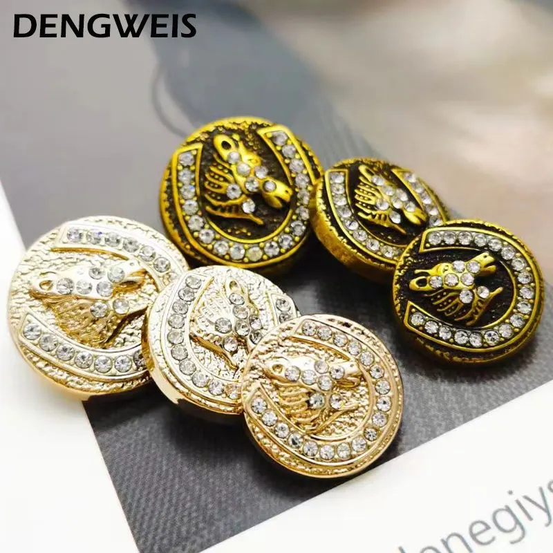 

Round Big Metal Sewing Buttons Rhinestone Accessories Needlework Coat Blazers Windbreaker Diy Sew Button Fashion Garment Buckle
