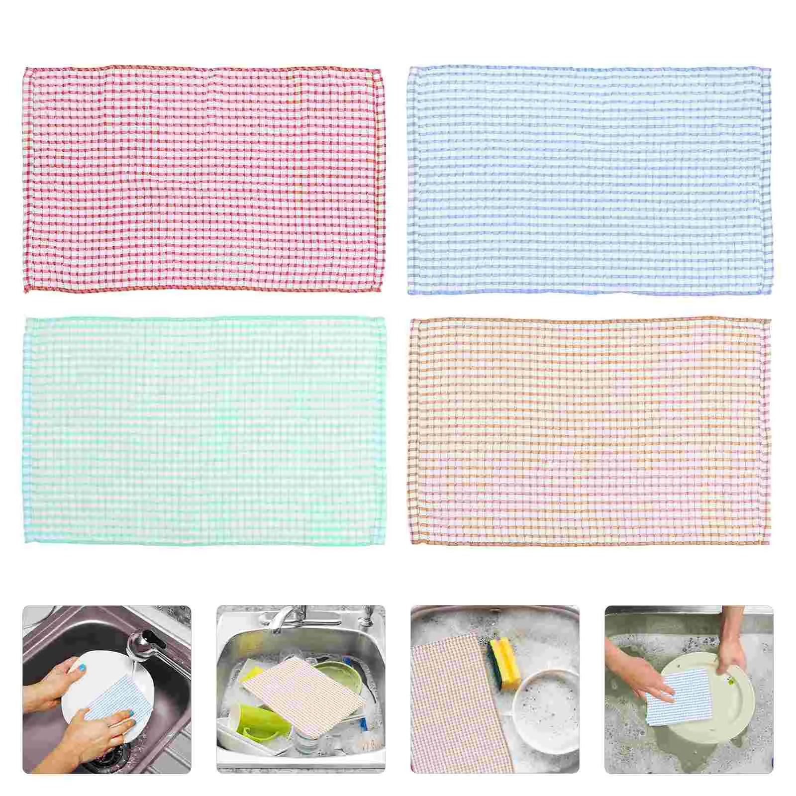 

4 Pcs Cleaning Cloths Home All Purpose Kitchen Towel Rags Water Absorbent Towels Cotton Dish Wiping Duster