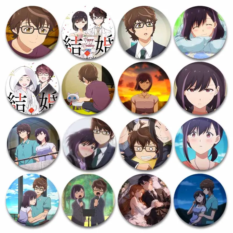 New TV Anime 365 Days To The Wedding Lapel Pins Rika Honjouji Takuya Oohara Badge Backpacks Clothes Brooch Accessories Jewelry
