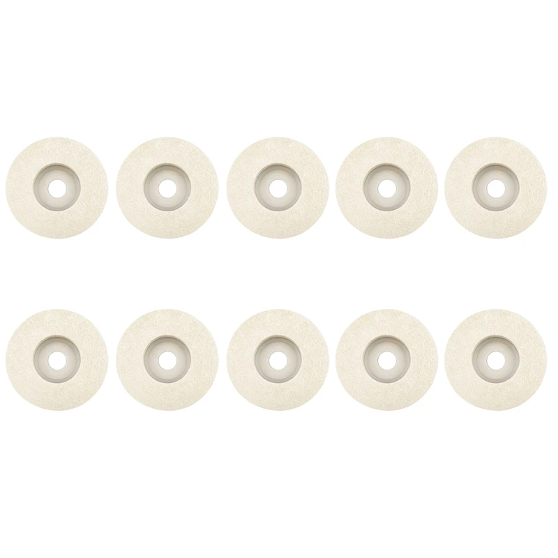 10Pcs 100Mm Wool Felt Disc Polishing Buffing Wheel Pad Bore For Angle Grinder Car Detailing Wood Polishing