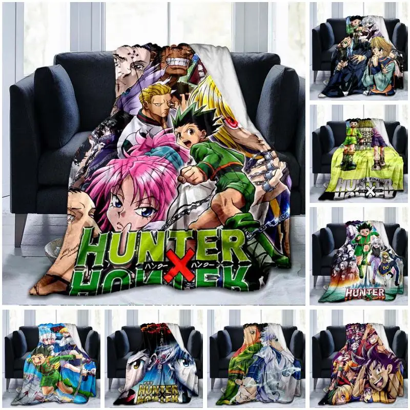 

Trendy Japanese Anime Hunter X Hunter Decor Gift 3D Cartoon Prints Art Throw Blanket Cartoon Flannel Blanket Sofa Anime Blanket