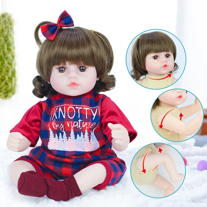 

42cm Reborn Baby Doll Soft Silicone Body Newborn Playmate Soothing Kids Toys Simulation Girl Boy Doll Christmas Birthday Gift